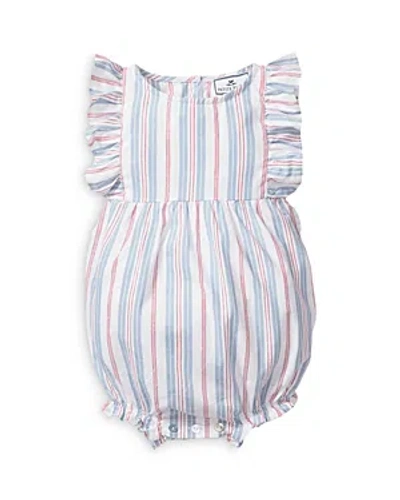 Petite Plume Girls' Vintage French Striped Ruffled Romper - Baby In White Stripe