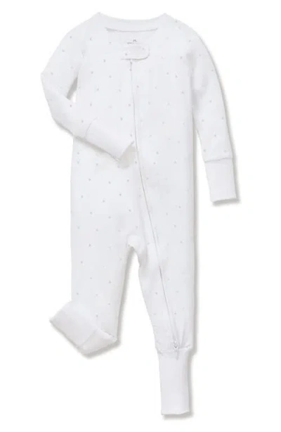 Petite Plume Babies'  Grey Stars Stretch Pima Cotton Blend Convertible One-piece Pajamas In White