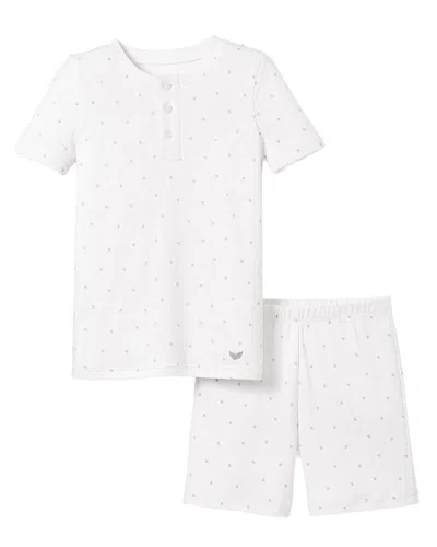 Petite Plume Grey Stars Tight Fit Short Set In White