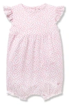 Petite Plume Heart Print Pima Cotton Romper In Pink