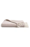 Petite Plume Herringbone Cotton Throw Blanket In Beige