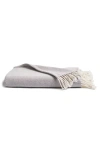 Petite Plume Herringbone Fringe Cotton Throw Blanket In Grey