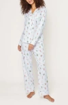 Petite Plume Holiday Print Cotton Twill Pajamas In White