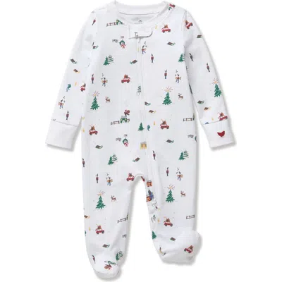 Petite Plume Babies'  Holiday Town Fitted One-piece Pima Cotton Pajamas In Neutral