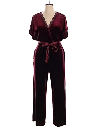 Pre-owned Petite Plume Jumpsuit In Burgundy