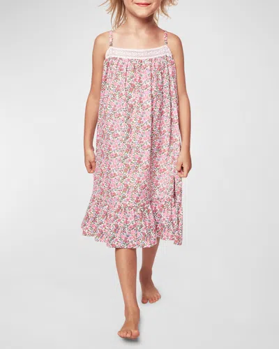 Petite Plume Kid's Lily Cotton Twill Nightgown In Fleurs De Rose