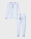 Petite Plume Kid's Pima Cotton Snug Fit Pajama Set In Blue Stripe