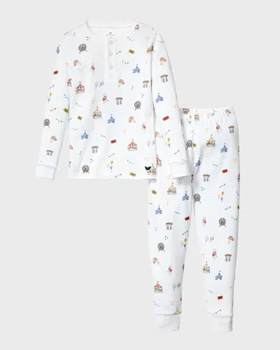 Petite Plume Kid's Pima Cotton Snug Fit Pajama Set In Carnival Memories
