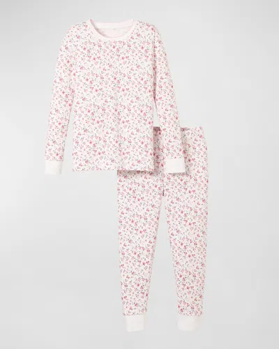 Petite Plume Kid's Pima Cotton Snug Fit Pajama Set In Dorset Floral