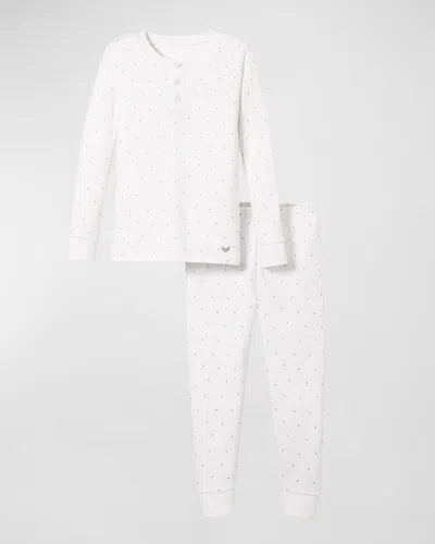 Petite Plume Kid's Pima Cotton Snug Fit Pajama Set In Grey Stripe