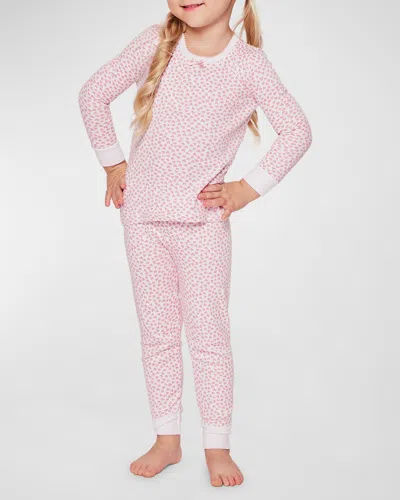 Petite Plume Kid's Pima Cotton Snug Fit Pajama Set In Pink