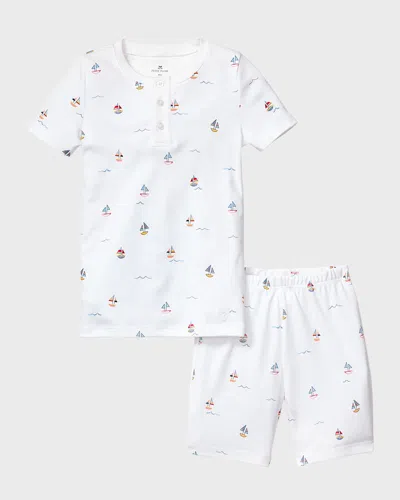 Petite Plume Kid's Pima Cotton Snug Fit Pajama Short Set In Bateau