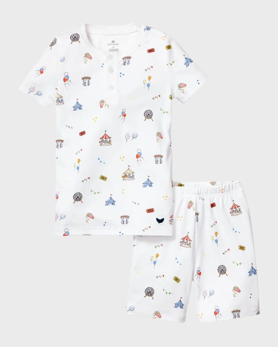Petite Plume Kid's Pima Cotton Snug Fit Pajama Short Set In Carnival Memories