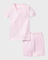 Petite Plume Kid's Pima Cotton Snug Fit Pajama Short Set In Pink Stripe