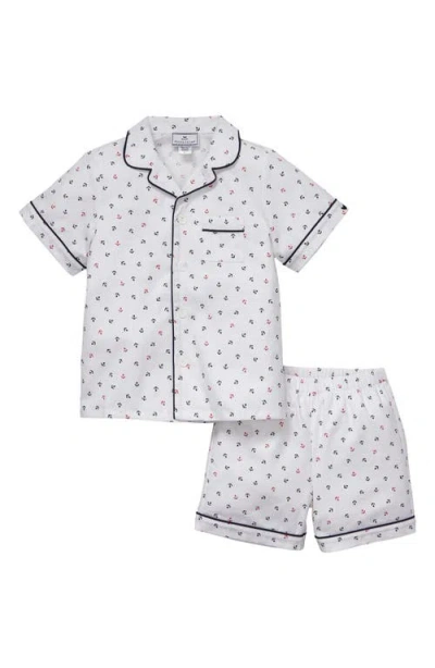 Petite Plume Babies'  Kids' Anchors Print Short Pajamas In Gray