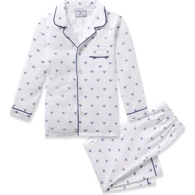Petite Plume Kids' Bee Print Cotton Blend Twill Two-piece Pajamas In White