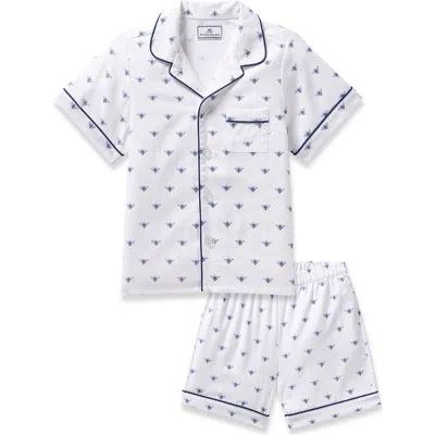 Petite Plume Kids' Bee Print Two-piece Short Pajamas In White