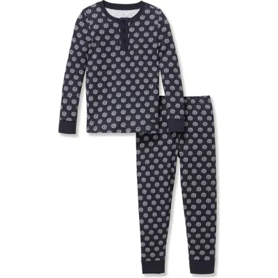 Petite Plume Babies'  Kids' Captain's Compass Fitted Two-piece Pima Cotton Pajamas In Blue