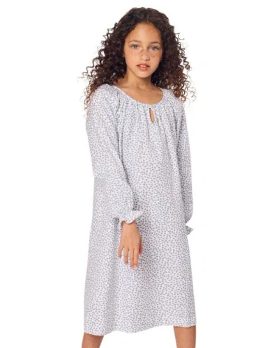 Petite Plume Kids' Delphine Heart Print Nightgown In Blue