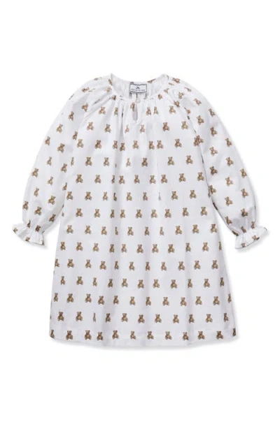 Petite Plume Babies'  Kids' Delphine Long Sleeve Cotton Twill Nightgown In White