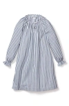 Petite Plume Kids' Delphine Navy French Ticking Stripe Cotton Blend Nightgown In Blue