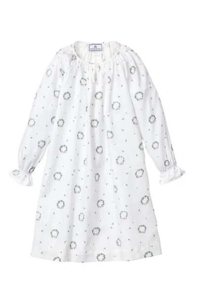 Petite Plume Kids' Delphine Somerset Wreath Cotton Blend Nightgown In White
