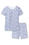 Petite Plume Kid's Pima Cotton Snug Fit Pajama Short Set In Blue