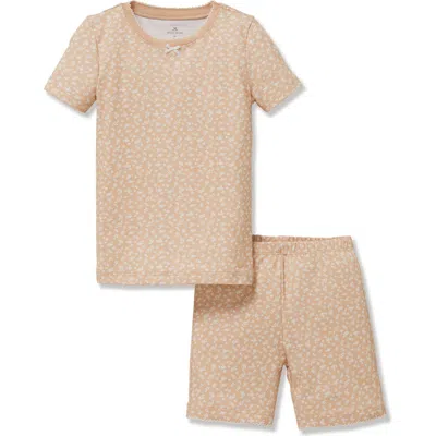 Petite Plume Kids' Fitted Two-piece Pima Cotton Pajamas In Neutral