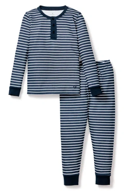 Petite Plume Kids' Fitted Two-piece Pima Cotton Pajamas In Blue