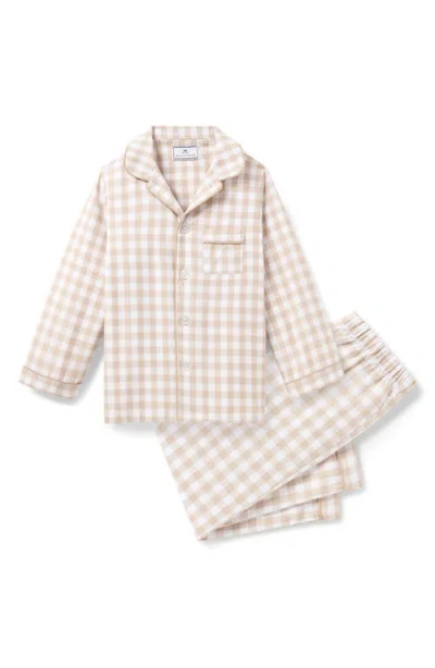 Petite Plume Kids' Gingham Two-piece Pajamas In Neutral