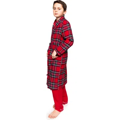 Petite Plume Kids' Imperial Tartan Robe In Red