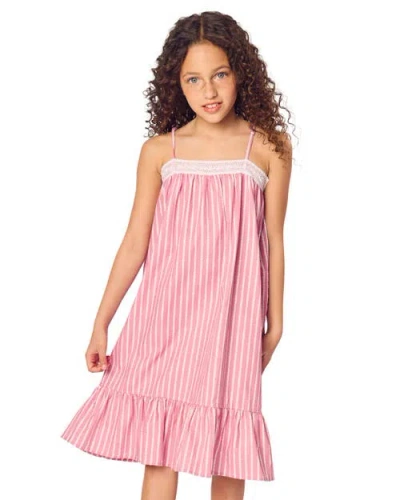 Petite Plume Kids' Lily Heart Print Twill Nightgown In Pink