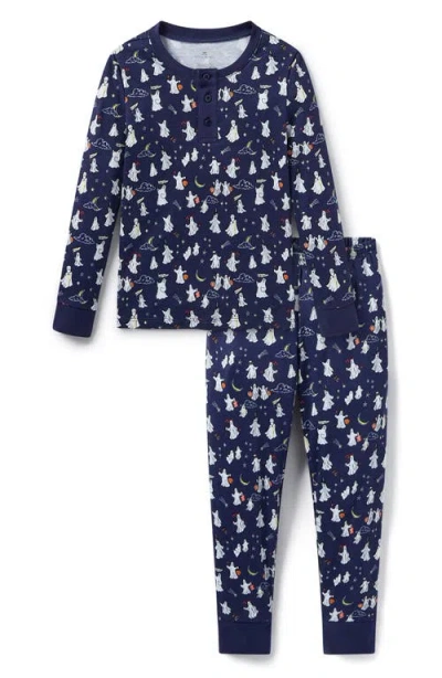Petite Plume Kids' Pima Cotton Fitted Two-piece Pajamas In Blue