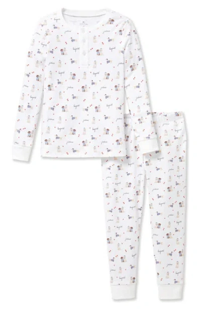 Petite Plume Babies'  Kids' Print Fitted Two-piece Pima Cotton Pajamas In White