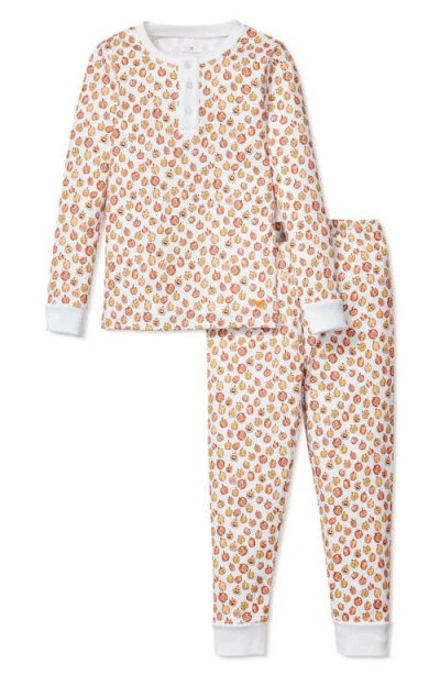 Petite Plume Kids' Pumpkin Patch Fitted Pima Cotton Two-piece Pajamas In Neutral