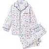 Petite Plume Kids' School Print Two-piece Pajamas In White