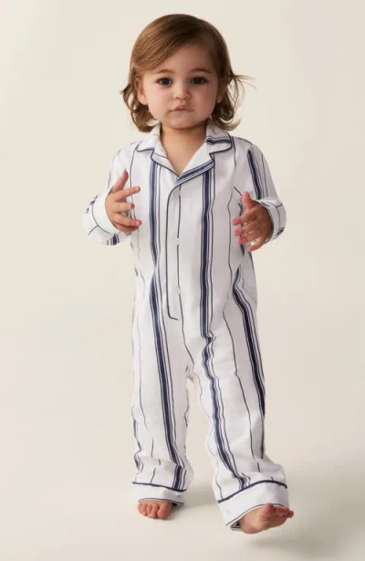 Petite Plume Babies'  Kids' Stripe One-piece Pajama Romper In White