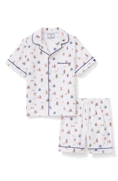 Petite Plume Babies'  Kids' Two-piece Cotton Blend Short Pajamas In Medium Brown