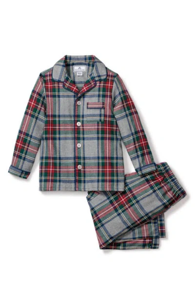 Petite Plume Kids' Westminster Tartan Cotton Blend Pajamas In Grey