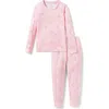Petite Plume Kids' Winter Skates Fitted Two-piece Pima Cotton Pajamas In Pink