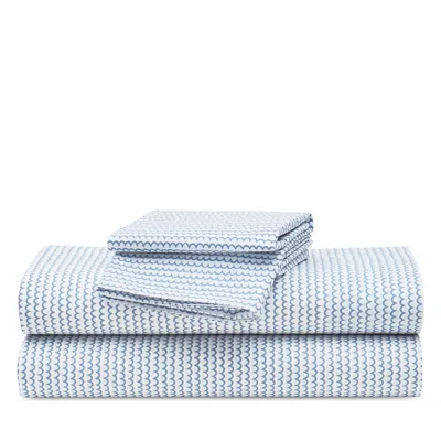 Petite Plume La Mer Percale Sheet Set, Full In Blue