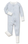 Petite Plume La Mer Wave Stripe Stretch Pima Cotton Blend Convertible One-piece Pajamas In Blue