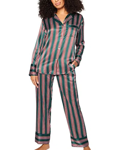Petite Plume Lancaster Silk Pajama Set In Green