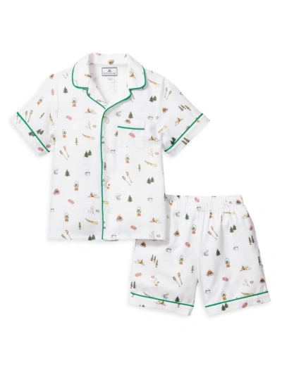 Petite Plume Kids' Little Boy's & Boy's The Great Outdoors Short-sleeve Shirt & Shorts Set In White Multi