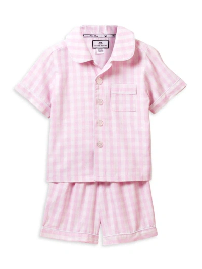 Petite Plume Little Girl's & Girl's Gingham Pajama Shirt & Shorts Set In Pink Gingham