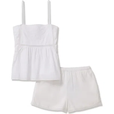 Petite Plume Luna Cotton Voile Short Pajamas In White