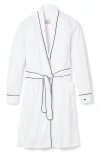 Petite Plume Men's Solid Robe W/ Contrast Piping In White