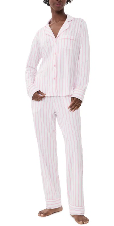 Petite Plume Luxe Pima Cotton Stripe Pajama Set White