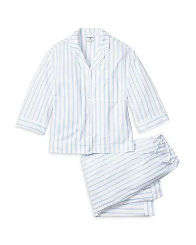 Petite Plume Luxe Pima Cotton Wide Leg Pajama Set In White