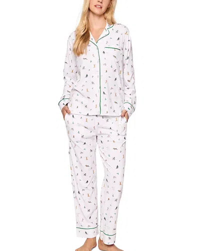 Petite Plume Luxe Pima Jingle Paws Pajama Set In Pink